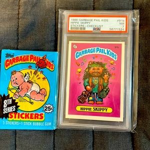 GARBAGE PAIL KIDS (GPK) Hippie Skippy PSA 7 with 8th series sticker pack (1987)
